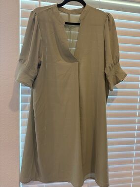 Sage Green Short Sleeve Shift Dress